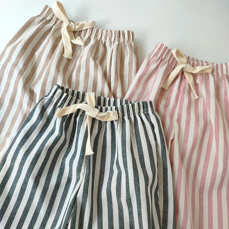 Children's Clothing Vintage Linen Cotton Stripe Pants