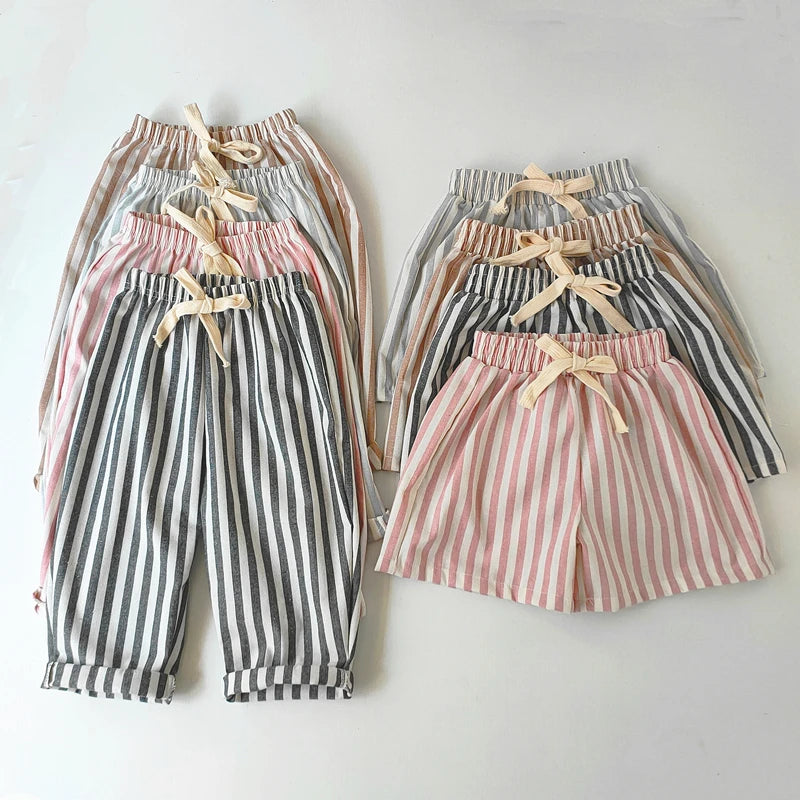 Children's Clothing Vintage Linen Cotton Stripe Pants
