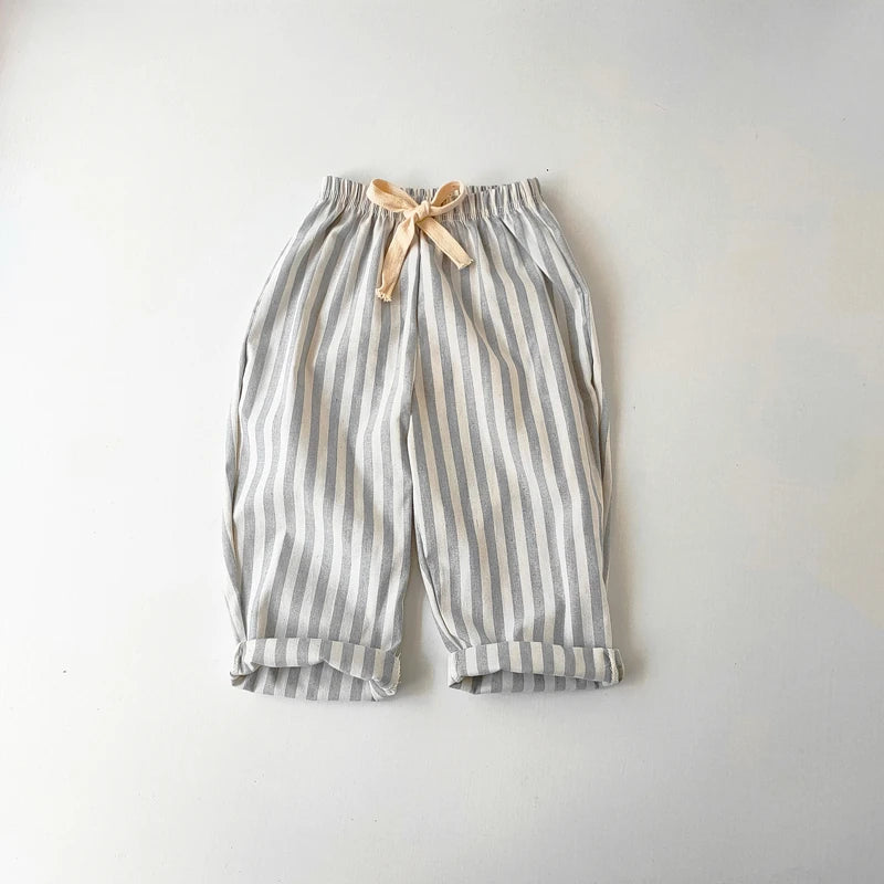Children's Clothing Vintage Linen Cotton Stripe Pants